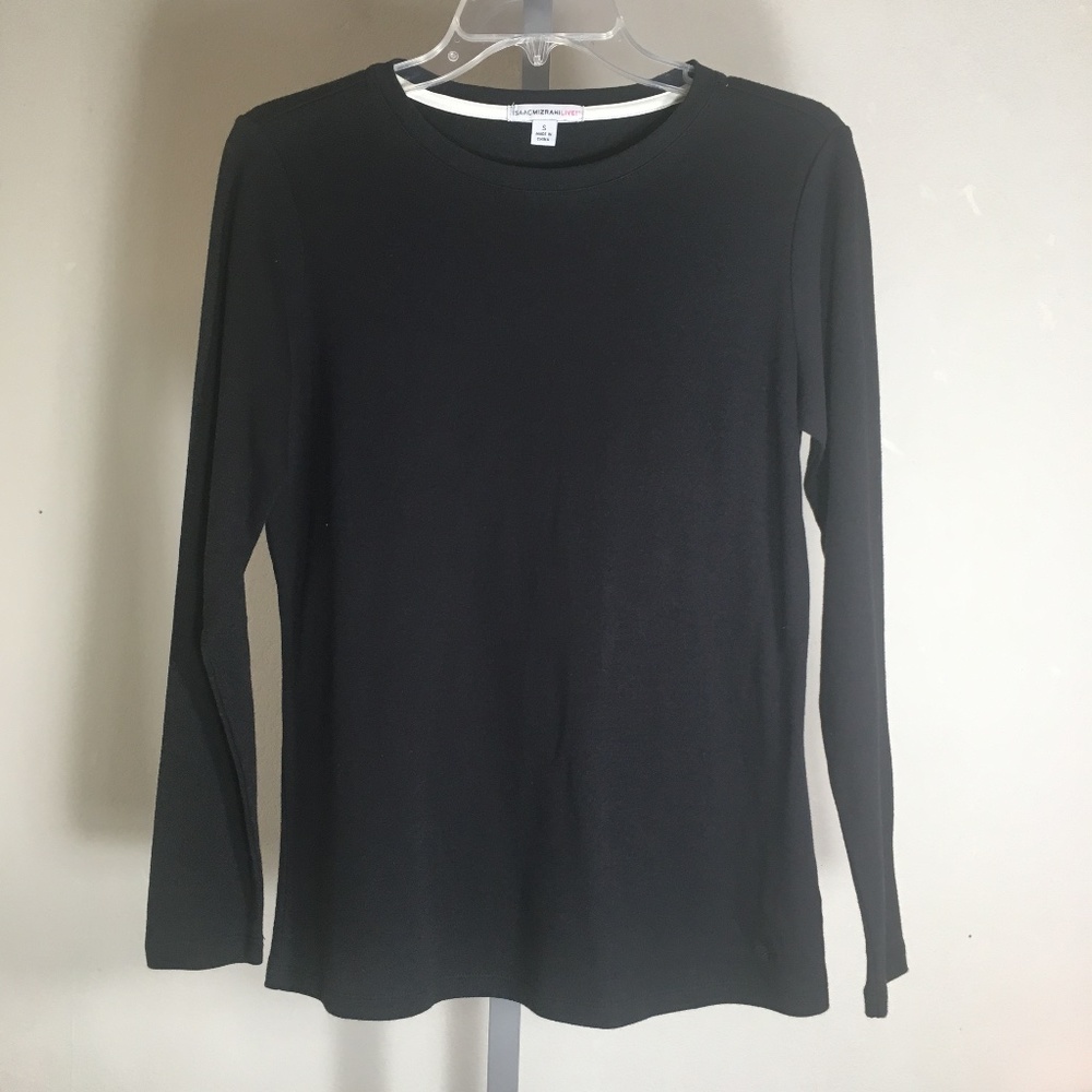 Isaac Mizrahi Live Black Long Sleeve T Shirt